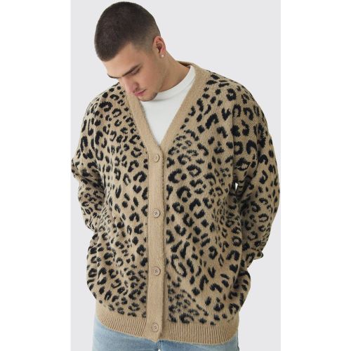 Tall - Cardigan oversize à imprimé léopard - 2XL - Boohooman - Modalova
