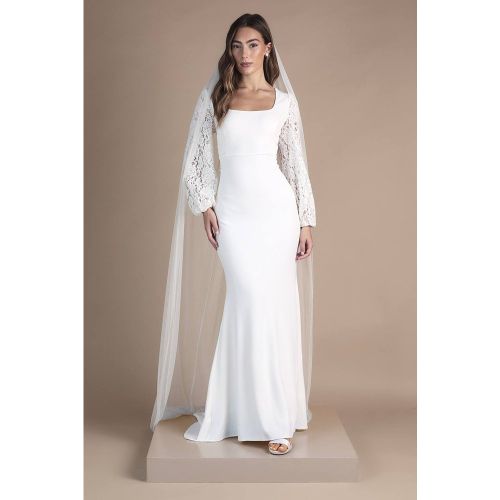Robe de Mariée Maxi Queue de Poisson à Encolure Carrée et Manches Statement | Taille 44 - Coast - Modalova