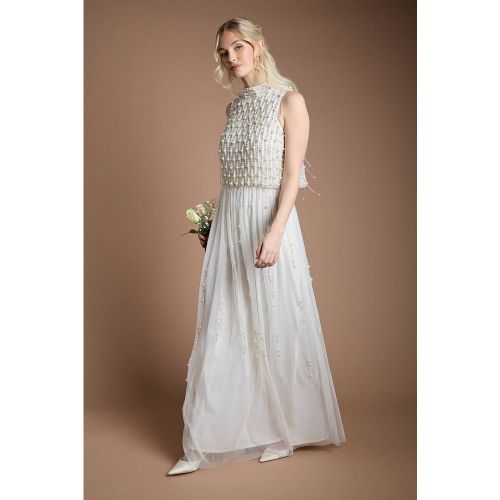 Robe De Mariée En Georgette Avec Superposition De Perles | Taille 40 - Coast - Modalova