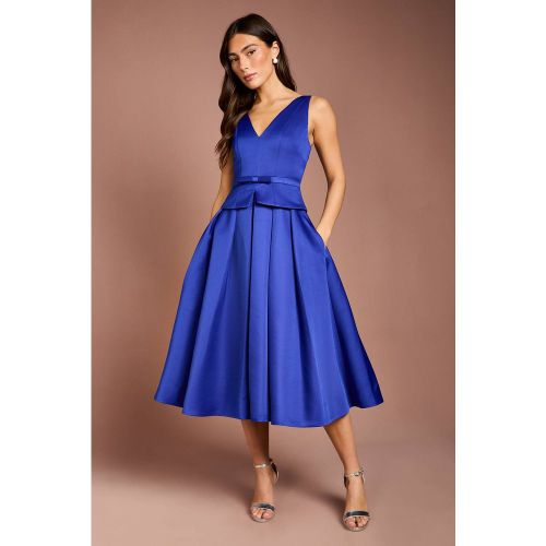 Robe Midi En Satin Structuré À Basque Plissée | Taille 40 - Coast - Modalova