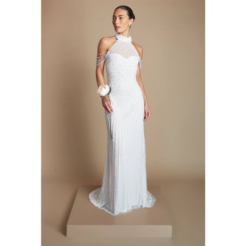 Robe De Mariée À Manches Drapées Ornée De Perles | Taille 46 - Coast - Modalova