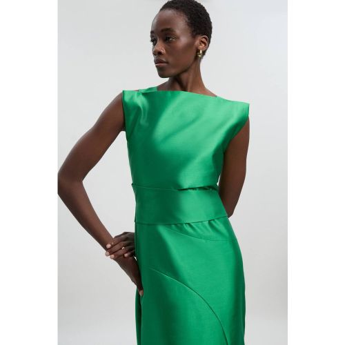 Robe Longue Structurée à Taille Drapée en Sergé Satiné | Taille 10 - KarenMillen - Modalova