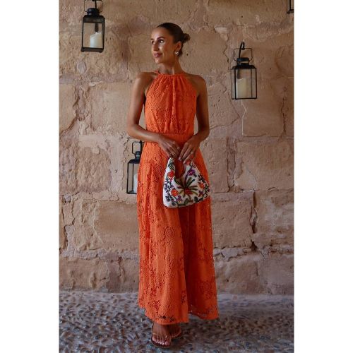 Robe Midi Tissée À Col Licou En Dentelle | Taille 16 - KarenMillen - Modalova