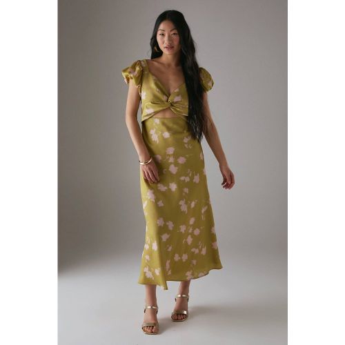 Robe Midi Satinée Petite Avec Nœud Devant Et Découpes | Taille 44 - Warehouse - Modalova