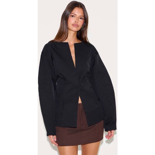 Black Blazer Taille Cintrée À Manches Cocon | Taille 42 - PrettyLittleThing - Modalova