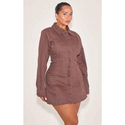 Robe Mini Évasée En Denim Stretch Shape | Taille 42 - PrettyLittleThing - Modalova