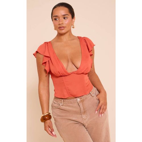 Rust Blouse À Épaules Drapées Et Décolleté Plongeant Shape | Taille 40 - PrettyLittleThing - Modalova