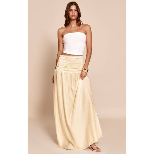 Pale Lime Jupe Longue À Taille Froncée Et Texture Gaufrée | Taille 42 - PrettyLittleThing - Modalova