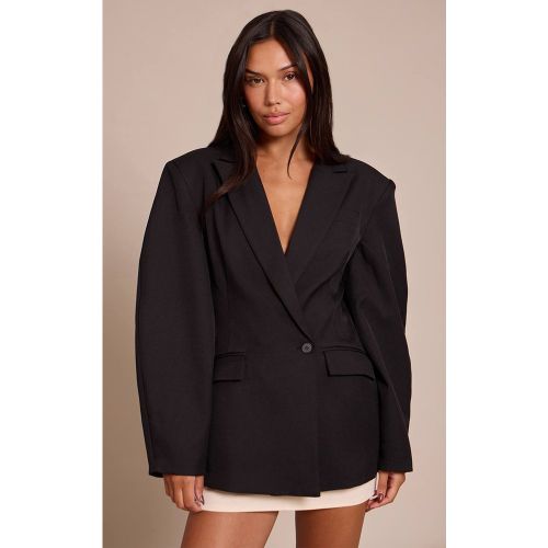 Black Blazer À Manches Cocon Et Détail Asymétrique | Taille 42 - PrettyLittleThing - Modalova