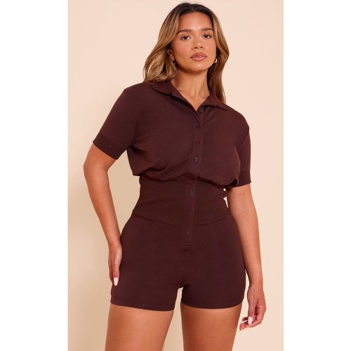 Combi-short Shape À Col Polo Avec Boutons Devant Et Taille Cintrée | Taille 42 - PrettyLittleThing - Modalova