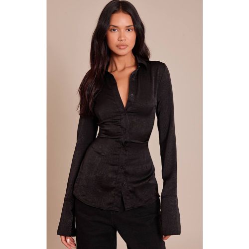 Black Chemise Ajustée Texturée | Taille 42 - PrettyLittleThing - Modalova