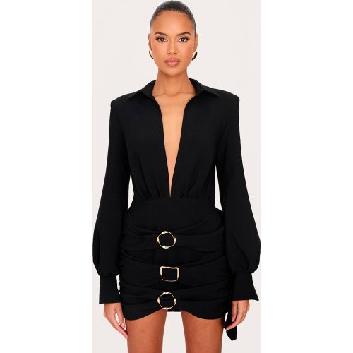 Black Robe Mini Avec Détail Ceinture Drapée | Taille 32 - PrettyLittleThing - Modalova