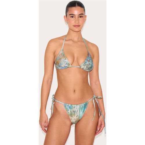 Green Haut De Bikini Triangle À Imprimé Marbré | Taille 34 - PrettyLittleThing - Modalova