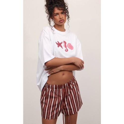 Short Ample Rayé En Coton Avec Cordon De Serrage | Taille 32 - PrettyLittleThing - Modalova