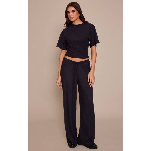 Black Pantalon Décontracté Taille Nouée Toucher Doux | Taille 32 - PrettyLittleThing - Modalova