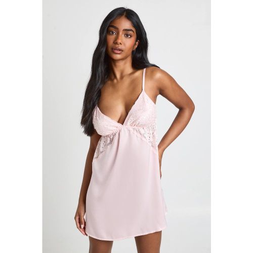 Nuisette En Satin Avec Détails En Dentelle Florale | Taille 38 - boohoo - Modalova