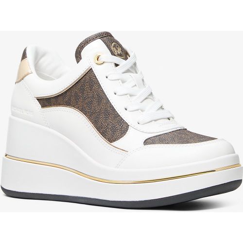 MK Basket Emmy en cuir à logo Signature et à semelle compensée - Michael Kors - MICHAEL Michael Kors - Modalova