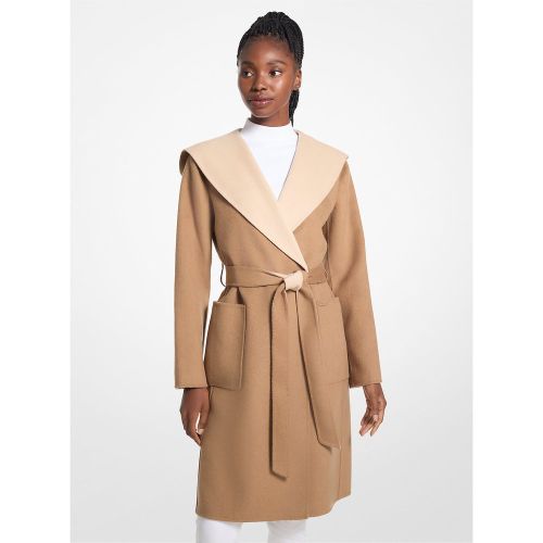 MK Manteau cache-cœur en laine mélangée bicolore à capuche - Michael Kors - MICHAEL Michael Kors - Modalova