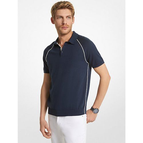 MK Polo en mélange de coton et soie à rayures - Michael Kors - Michael Kors Mens - Modalova