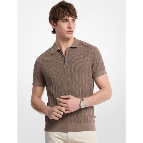 MK Polo en maille de coton zippé - Michael Kors - Michael Kors Mens - Modalova
