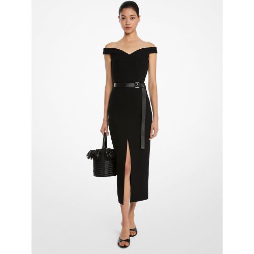 MK Robe fourreau à épaules dénudées extensible en crêpe de laine bouclée - Michael Kors - MICHAEL KORS COLLECTION - Modalova