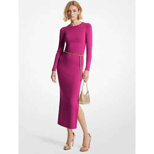 MK Robe mi-longue en laine mélangée avec ceinture - - Michael Kors - MICHAEL Michael Kors - Modalova