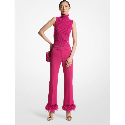 MK Pantalon en crêpe extensible à bordure à plumes amovible - Michael Kors - MICHAEL Michael Kors - Modalova