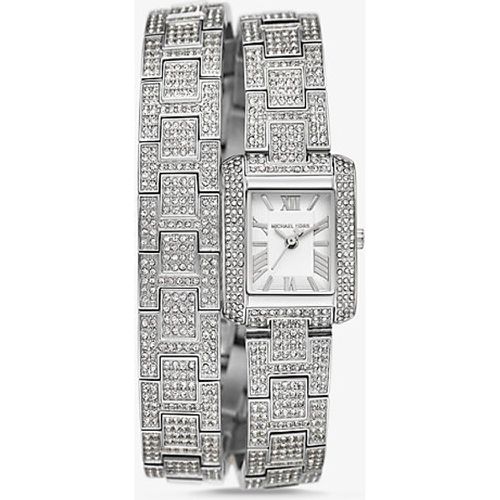 MK Petite montre Emery ée à bracelet double avec pierres pavées - Michael Kors - Modalova