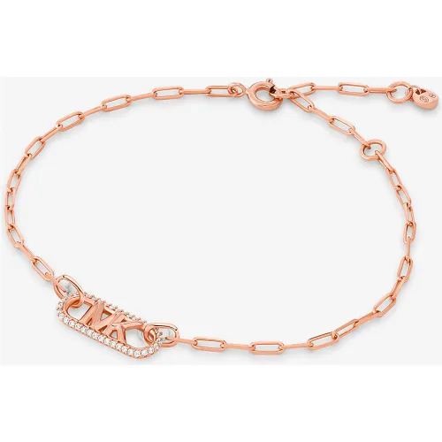 MK Bracelet à maillons, pierres pavées et logo Empire en argent sterling plaqué en métal précieux - Michael Kors - Modalova