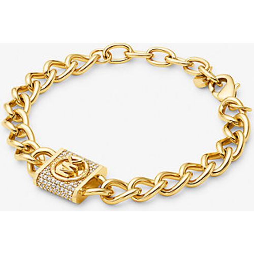 MK Bracelet à maillons gourmette en laiton plaqué en métal précieux, avec pierres pavées et cadenas - Michael Kors - Modalova