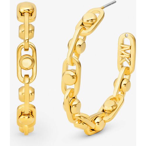 MK Boucles d'oreilles créoles à maillons Astor de taille moyenne en laiton plaqué en métal précieux - Michael Kors - Modalova