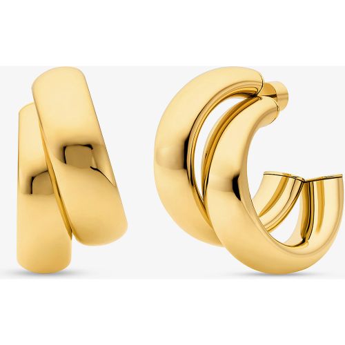 MK Grandes boucles d'oreilles créoles doubles en laiton plaqué en métal précieux - Michael Kors - Modalova