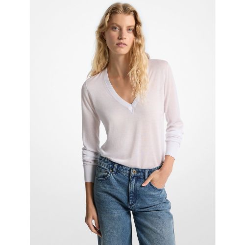 MK Pull en mélange de soie à col en V - Michael Kors - MICHAEL Michael Kors - Modalova