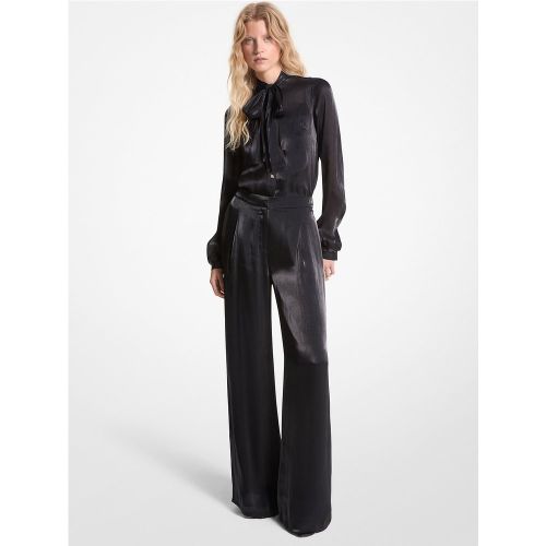 MK Pantalon à jambes larges en double crêpe georgette froissé et métallisé - Michael Kors - MICHAEL Michael Kors - Modalova