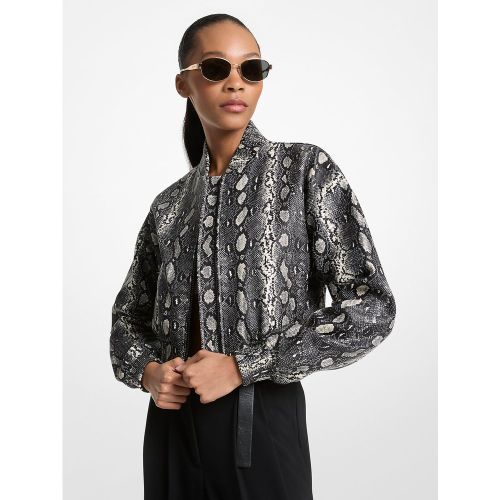 MK Veste style blouson en cuir effet serpent en relief - Michael Kors - MICHAEL Michael Kors - Modalova