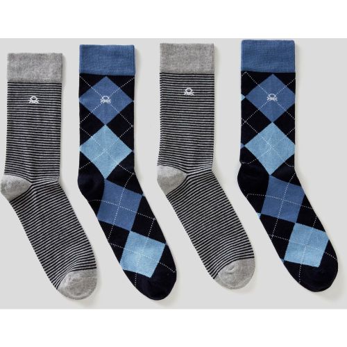 Benetton, Deux Paires De Chaussettes À Motif Jacquard, taille OS, Bleu - United Colors of Benetton - Modalova
