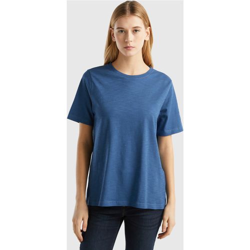 Benetton, T-shirt En Coton Flammé À Col Rond, taille XL, Bleu Horizon - United Colors of Benetton - Modalova