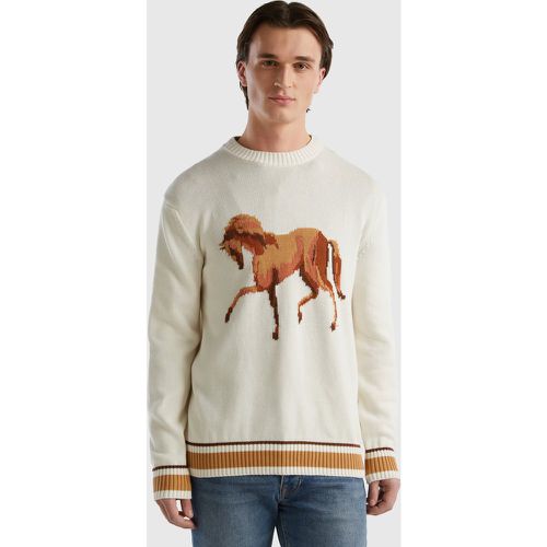 Benetton, Pull À Intarsia Cheval, taille M, Crème - United Colors of Benetton - Modalova