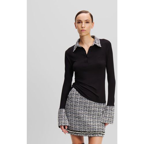 Polo En Bouclé À Manches Longues, , , Taille: XL - Karl Lagerfeld - Modalova