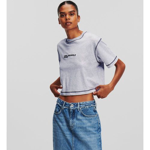 T-shirt Cropped À Coutures Contrastées Klj, , GRIS MOYEN CHINÉ, Taille: XXS - Karl Lagerfeld - Modalova