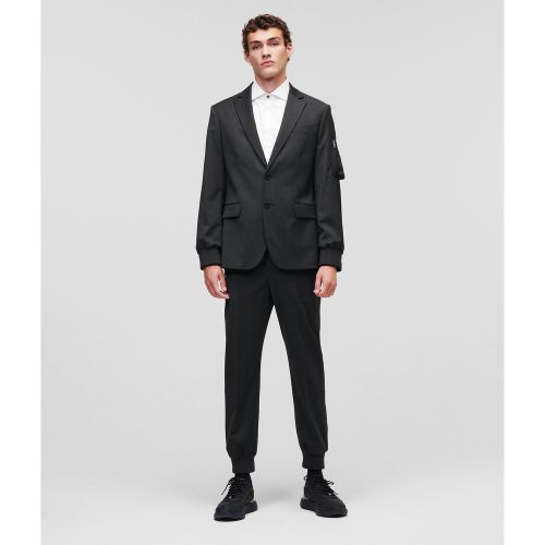 Blazer En Laine Mélangée À Revers Côtelés, , , Taille: X46 - Karl Lagerfeld - Modalova