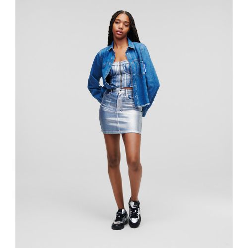 Mini Jupe En Jean Effet Métallisé, , , Taille: L - KL Jeans - Modalova