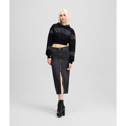 Jupe Midi En Denim À Fermeture Frontale Zippée, , , Taille: L - Karl Lagerfeld - Modalova