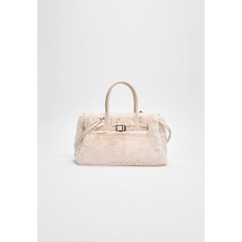 Sac city en fausse fourrure avec boucle Écru OS - Stradivarius - Modalova