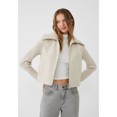 Blouson soft maille contrastante Écru XL - Stradivarius - Modalova