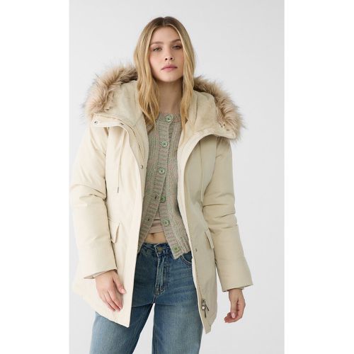 Parka matelassée à capuche fausse fourrure Écru XS - Stradivarius - Modalova