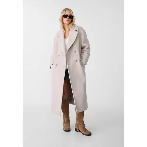 Manteau oversize doux au toucher Écru XS - Stradivarius - Modalova