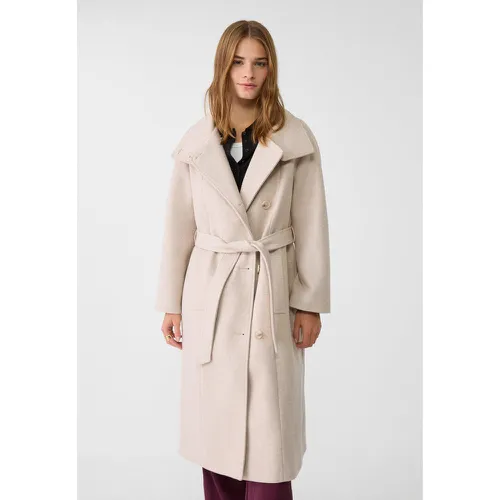 Manteau long avec ceinture Écru XS - Stradivarius - Modalova