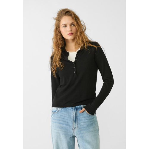 Pull polo en maille avec boutons XS - Stradivarius - Modalova