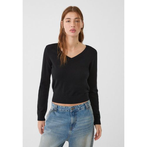 Pull basique en maille à décolleté en V XS - Stradivarius - Modalova